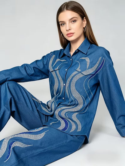 Women's Premium Embroidered Denim Co-Ord Set