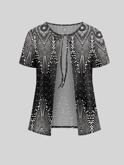 Ethnic Fusion Jacket & Skirt Set – Spring Autumn Comfort Wear