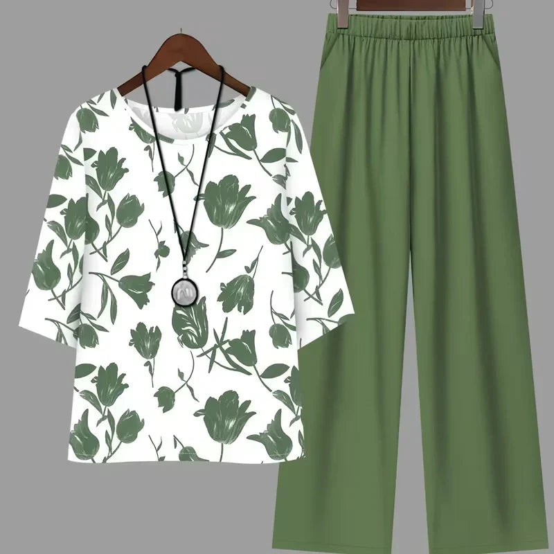 Breathable Floral Top & Pants Set – Perfect Summer Outfit