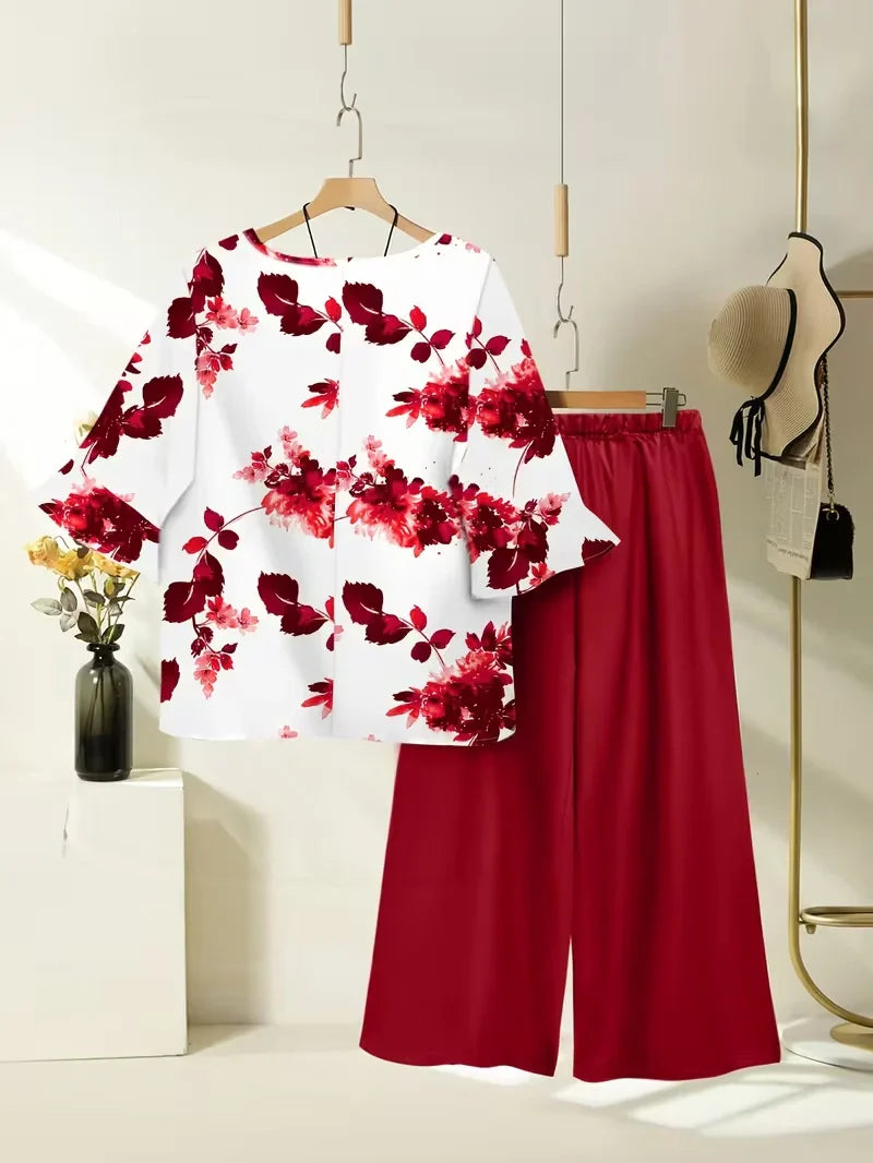 Breathable Floral Top & Pants Set – Perfect Summer Outfit