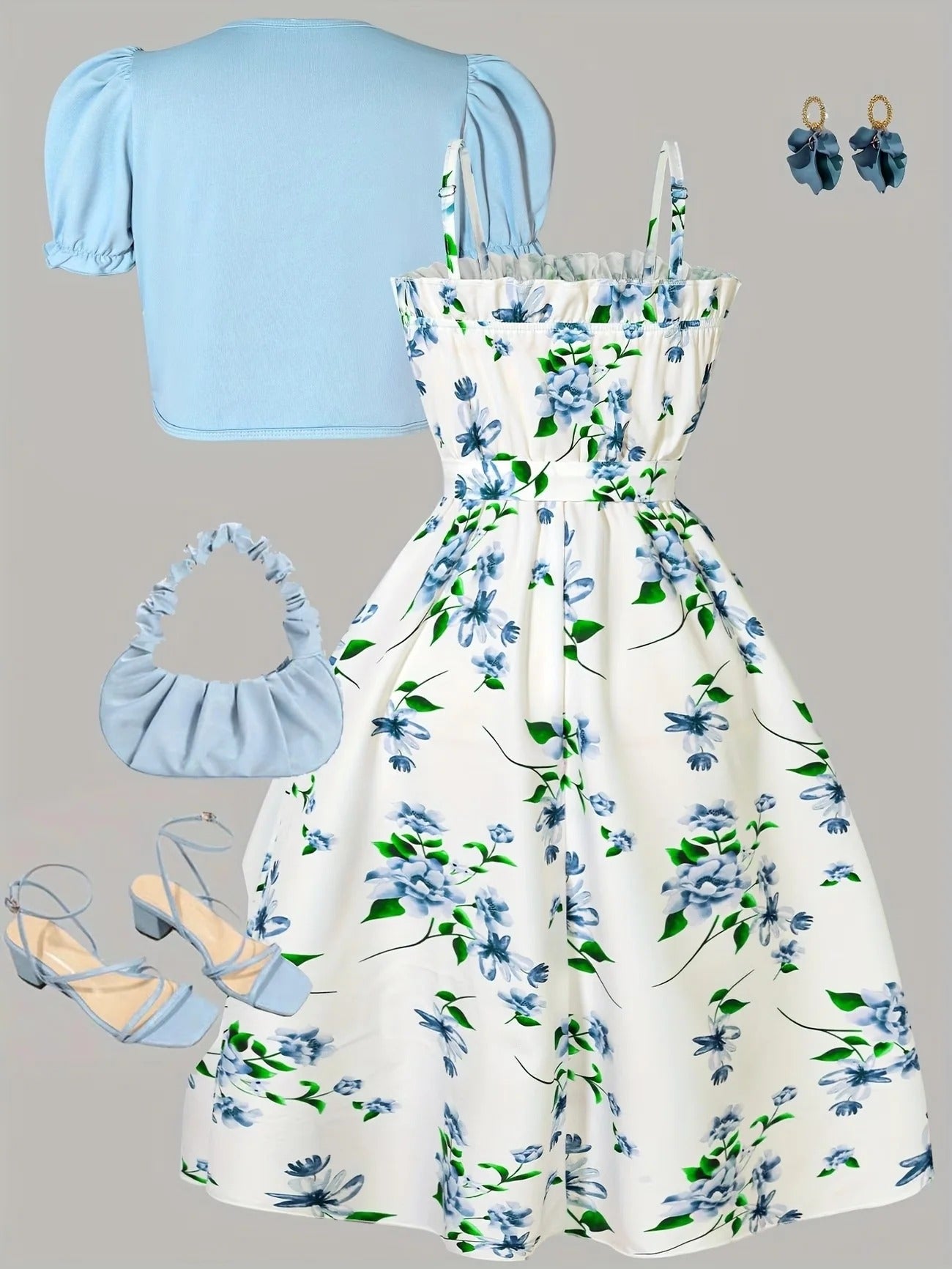 Floral Dress & Cardigan Set