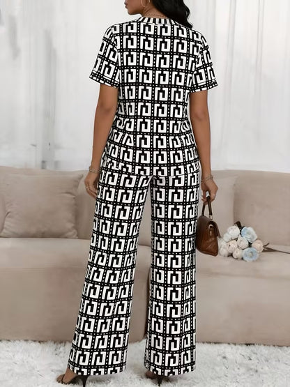 Modern Plaid Flare Sleeve Set