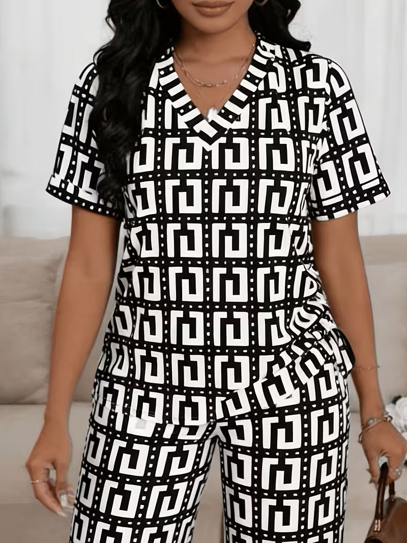 Modern Plaid Flare Sleeve Set