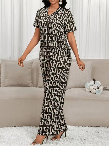 Modern Plaid Flare Sleeve Set