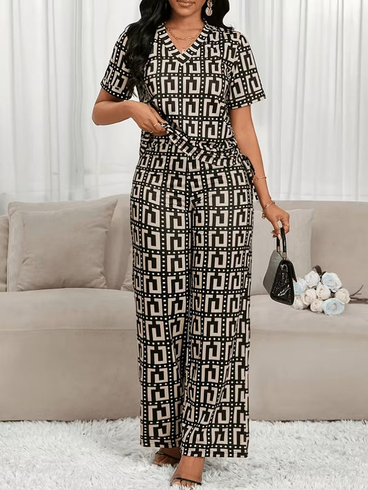 Modern Plaid Flare Sleeve Set