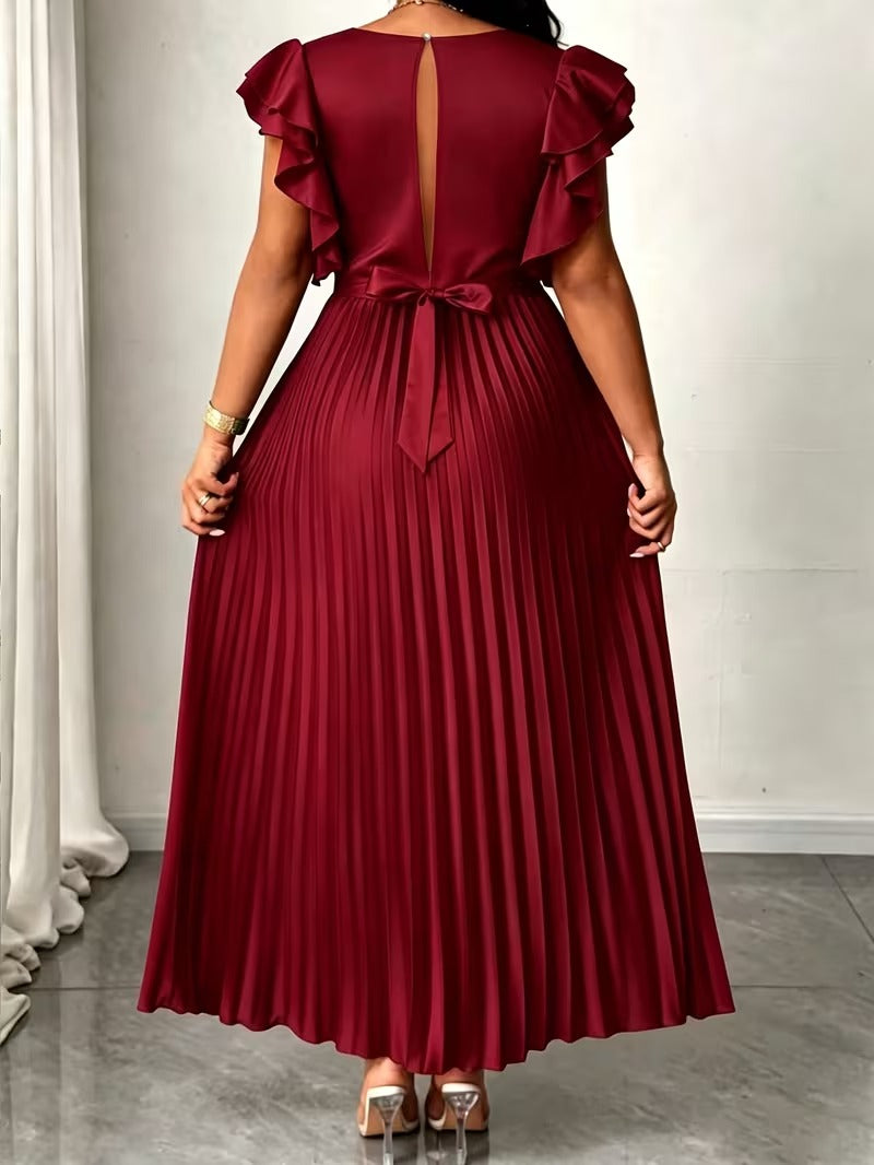 Elegant Plus Size Ruched V-Neck Dress