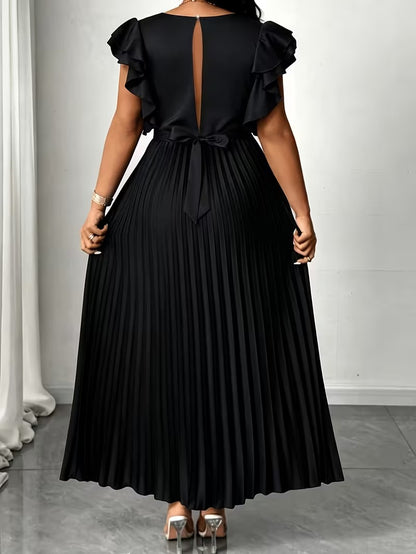 Elegant Plus Size Ruched V-Neck Dress