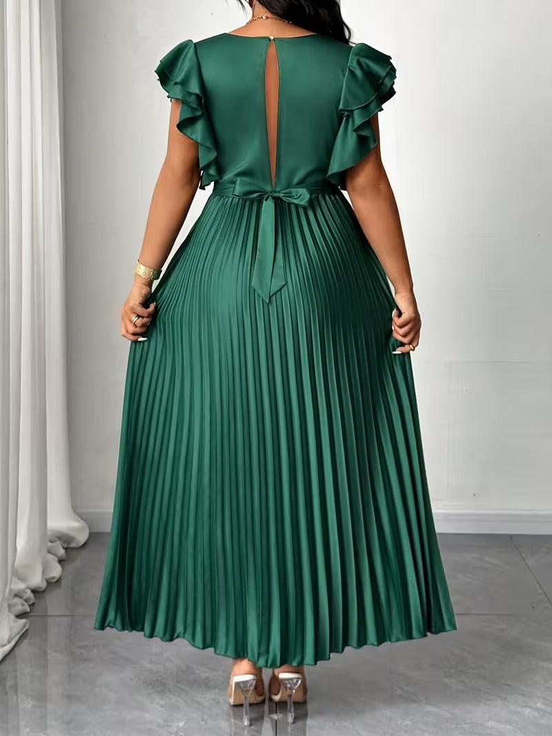 Elegant Plus Size Ruched V-Neck Dress