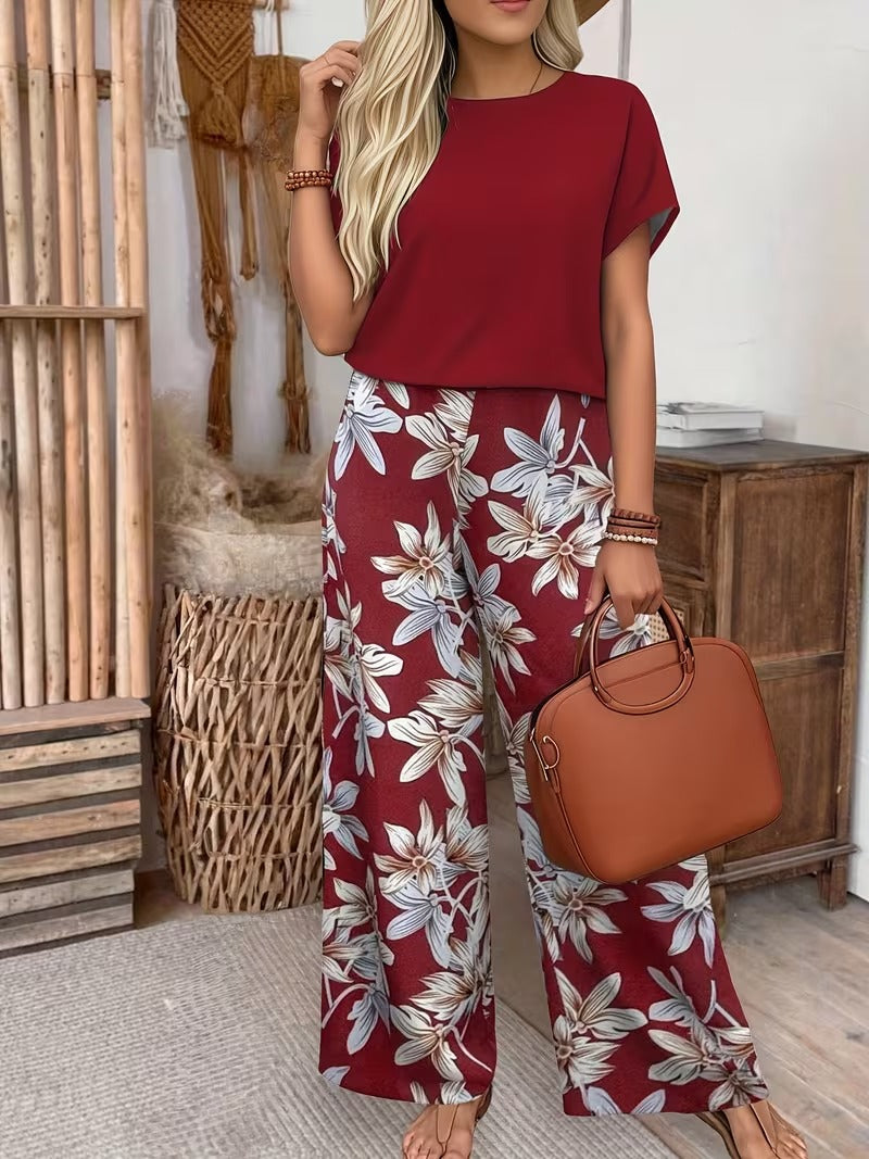 Trendy Floral Print Matching Set