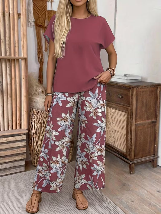 Trendy Floral Print Matching Set