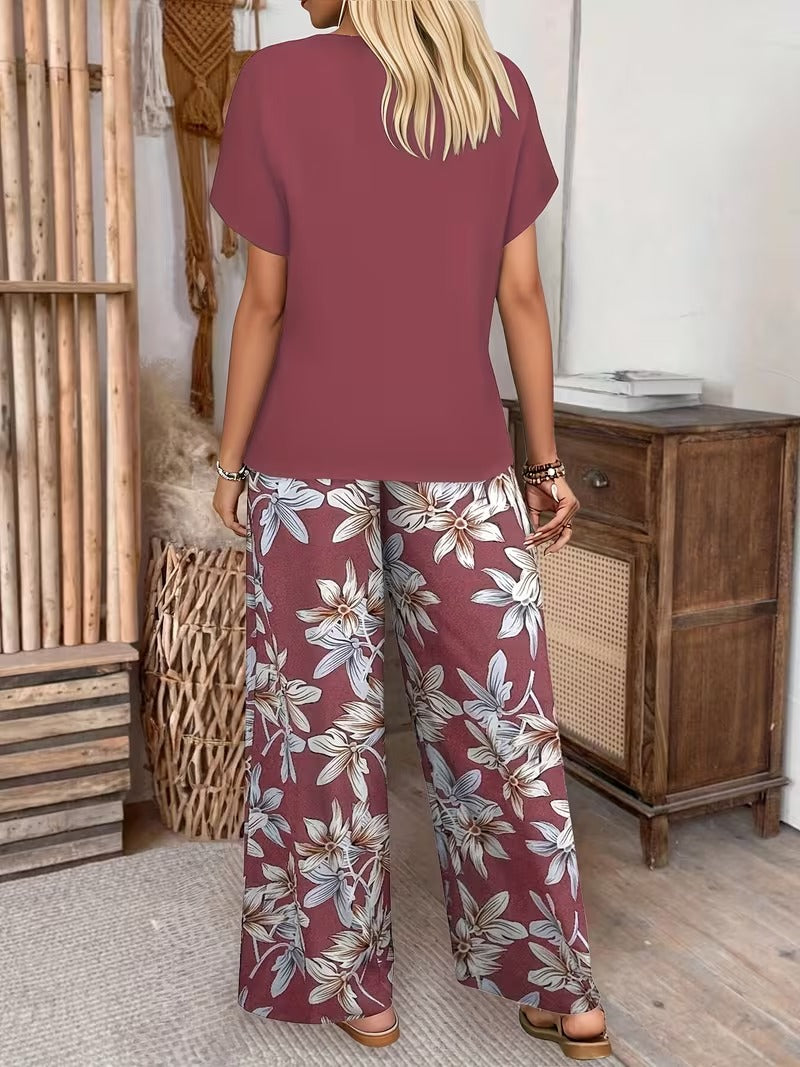 Trendy Floral Print Matching Set