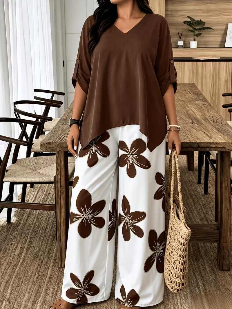 Stylish Plus Size Two-Piece Co-Ord Set