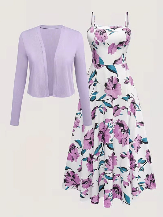 Midnight Bloom 2-Piece Midi Dress Set