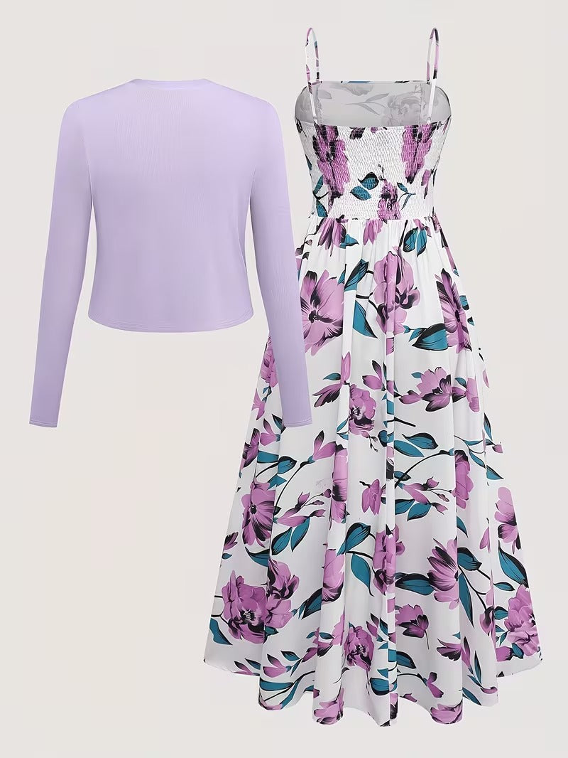 Midnight Bloom 2-Piece Midi Dress Set