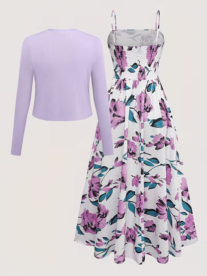 Midnight Bloom 2-Piece Midi Dress Set