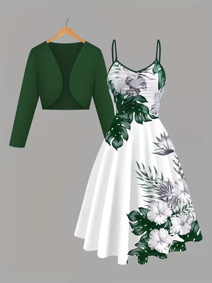 Midnight Bloom 2-Piece Midi Dress Set