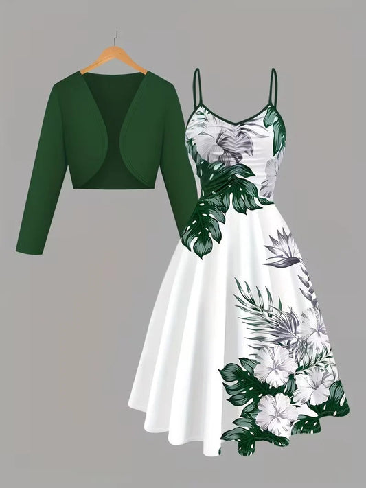 Midnight Bloom 2-Piece Midi Dress Set