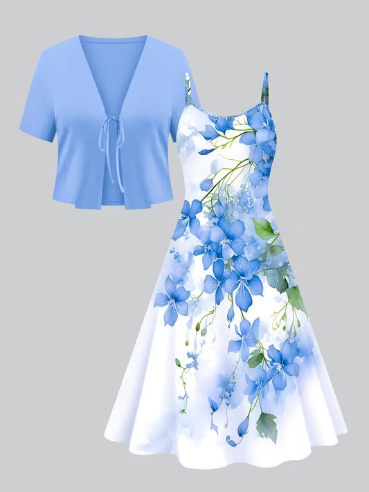 Midnight Bloom 2-Piece Midi Dress Set