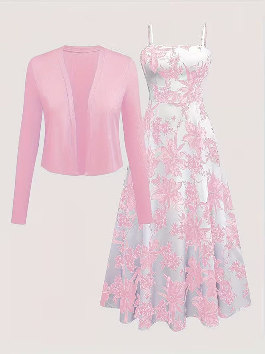 Midnight Bloom 2-Piece Midi Dress Set