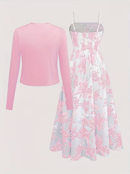 Midnight Bloom 2-Piece Midi Dress Set