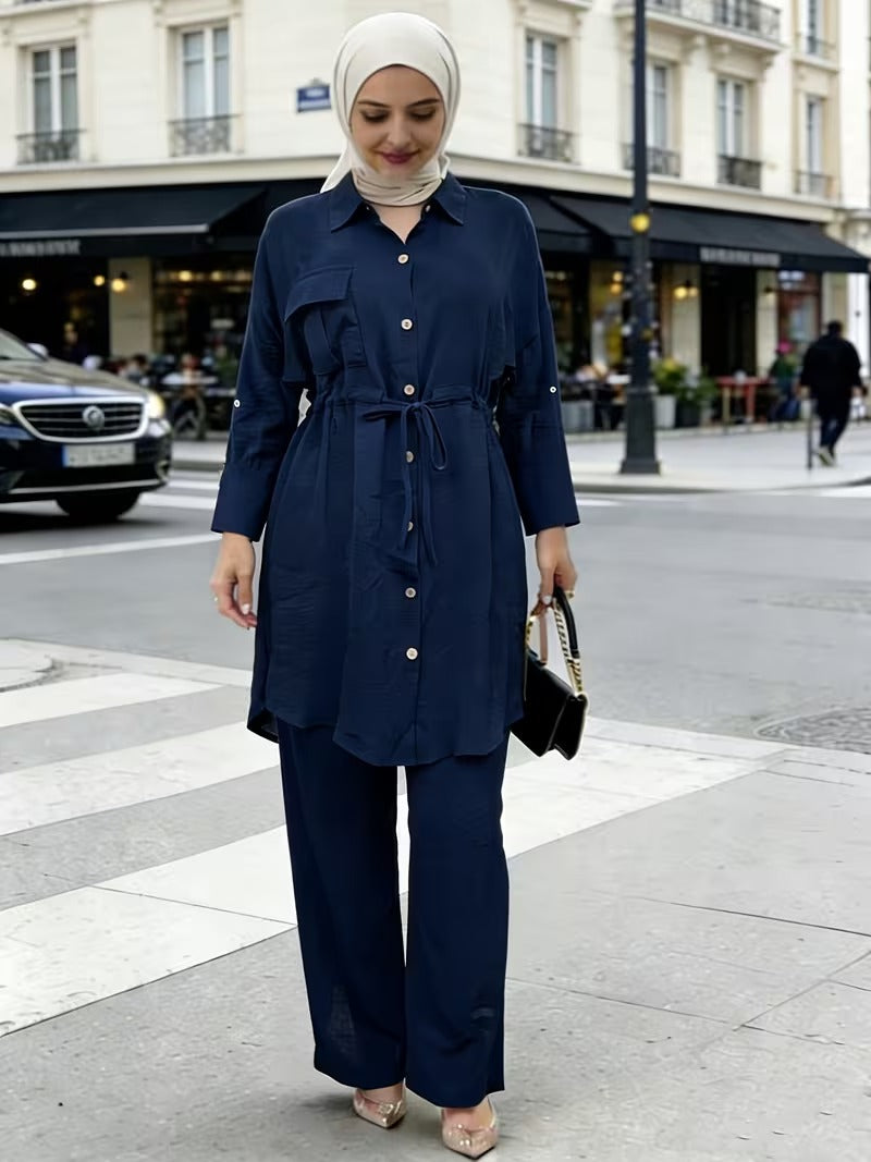 Women's Casual Commuter Top & Pants Set
