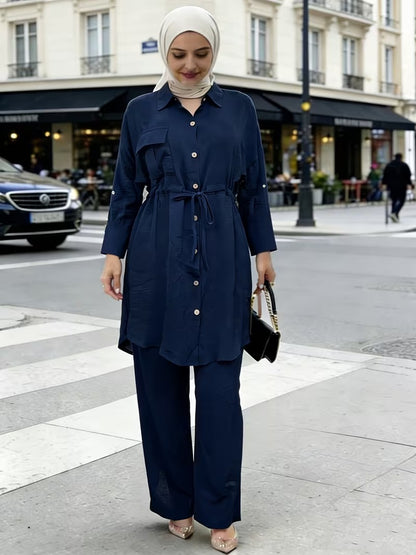 Women's Casual Commuter Top & Pants Set