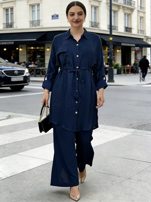 Women's Casual Commuter Top & Pants Set