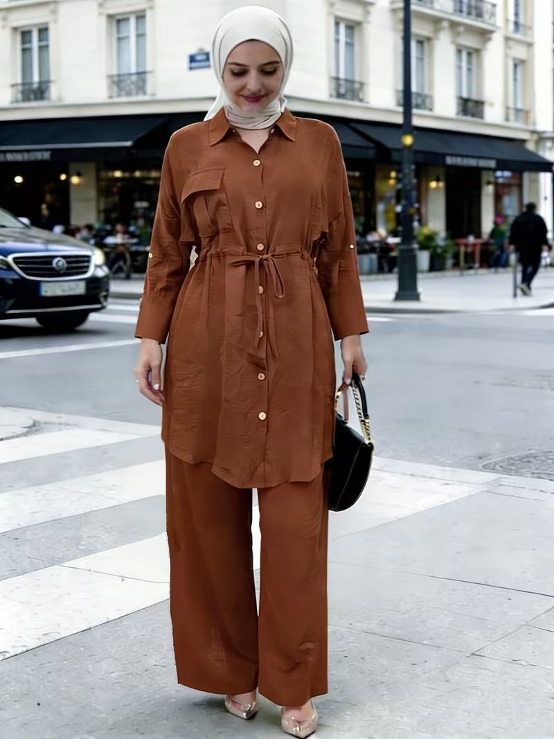 Women's Casual Commuter Top & Pants Set