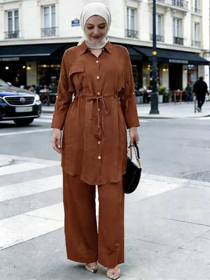 Women's Casual Commuter Top & Pants Set