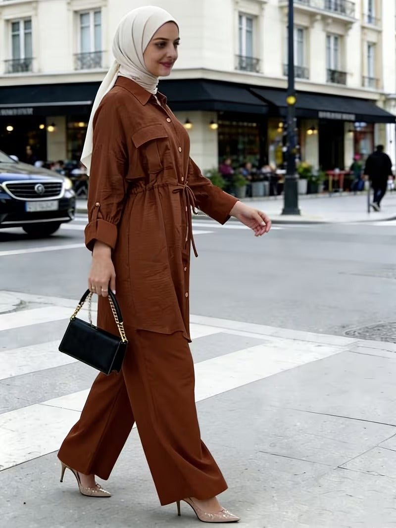 Women's Casual Commuter Top & Pants Set