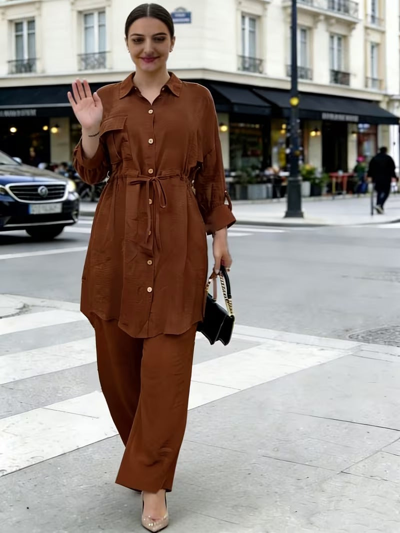 Women's Casual Commuter Top & Pants Set