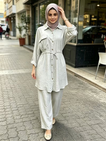 Women's Casual Commuter Top & Pants Set