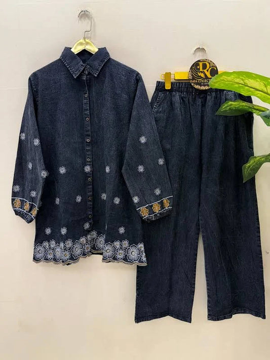 Women's Premium Embroidered Denim Co-Ord Set