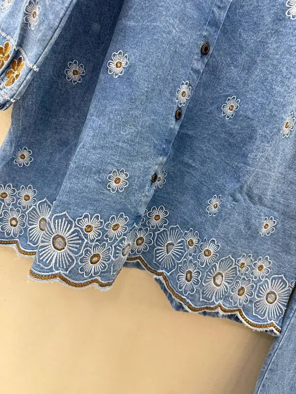 Women's Premium Embroidered Denim Co-Ord Set