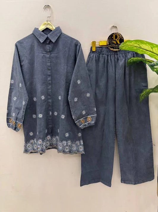 Women's Premium Embroidered Denim Co-Ord Set