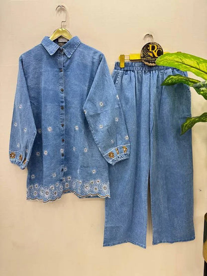 Women's Premium Embroidered Denim Co-Ord Set