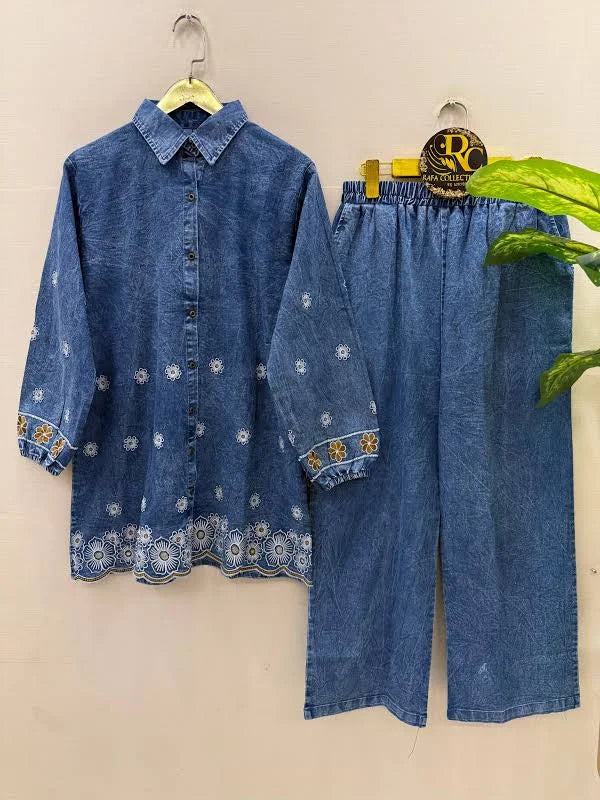 Women's Premium Embroidered Denim Co-Ord Set