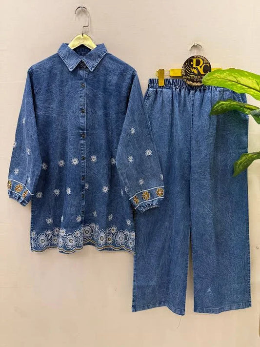 Women's Premium Embroidered Denim Co-Ord Set